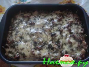 Запеканка из цветной капусты с грибами