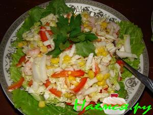 Салат "Овощной с креветками"