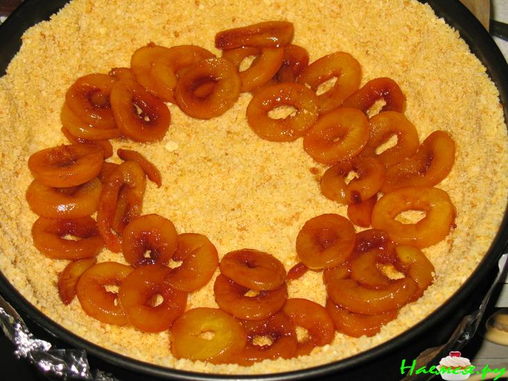 Чизкейк с абрикосами и шоколадно-абрикосовым ганашем