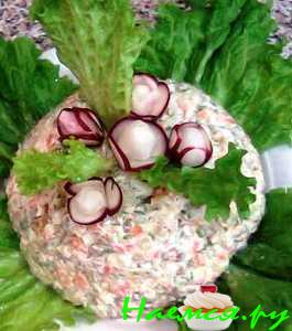 Салатик мясной с зеленым горошком Салатик мясной с зеленым горошком