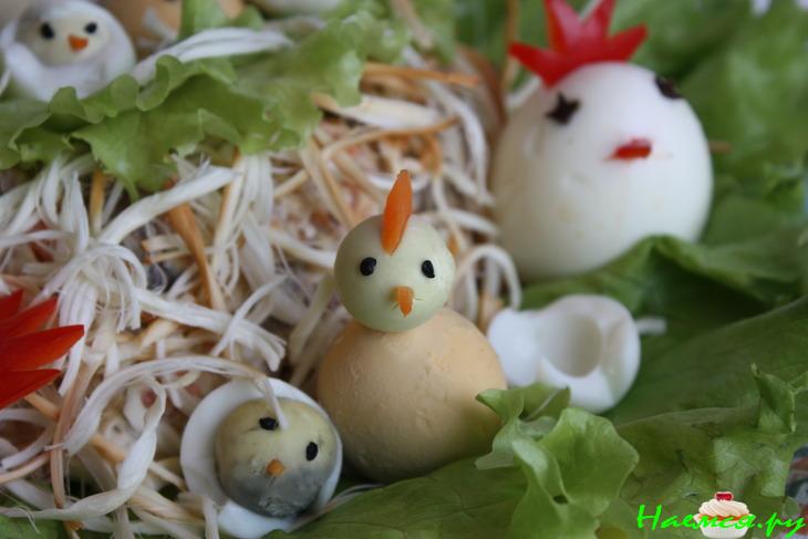 Салат "Гнездо" с куриным филе Салат "Гнездо" с куриным филе