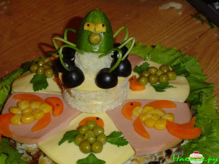 Салат с креветками и шампиньонами "Золотая рыбка" Салат с креветками и шампиньонами "Золотая рыбка"