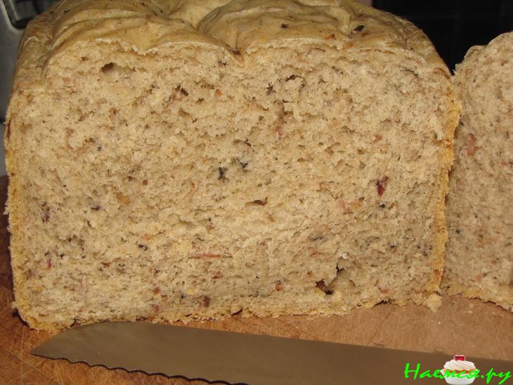 Хлеб с беконом, шампиньонами и луком (в хлебопечке)