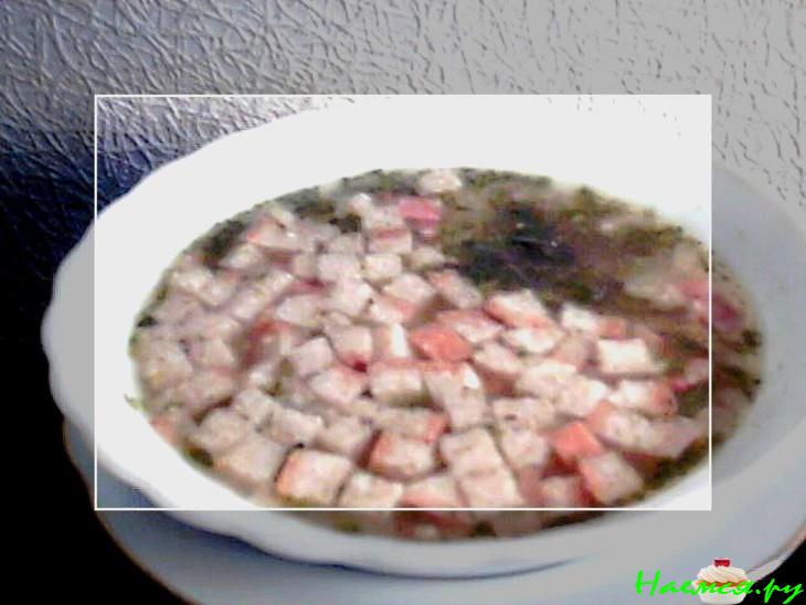 Гороховый суп с сухариками и беконом Гороховый суп с сухариками и беконом