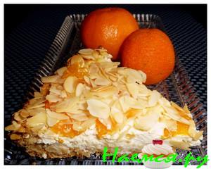 Пирог с овсяными хлопьями (творожно-миндальный) с мандаринками