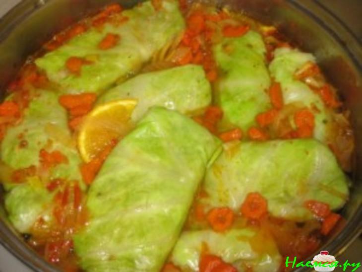 Голубцы c куриной печёночкой на апельсине