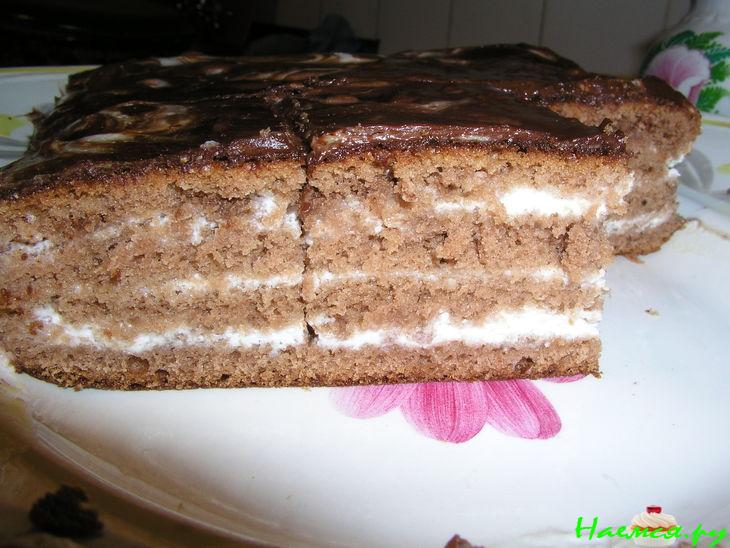 Торт "Сметанник" в какао глазури