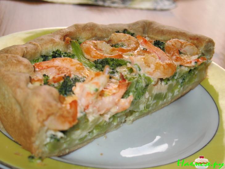 Пирог с креветками и брокколи
