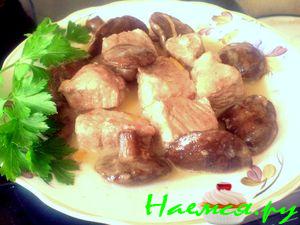 Телятина с грибами в сливочном соусе