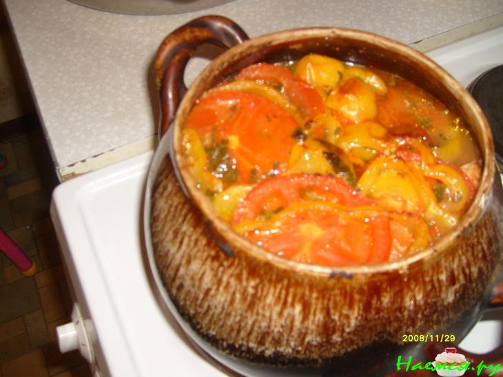 Окунь с овощами в горшочке Окунь с овощами в горшочке