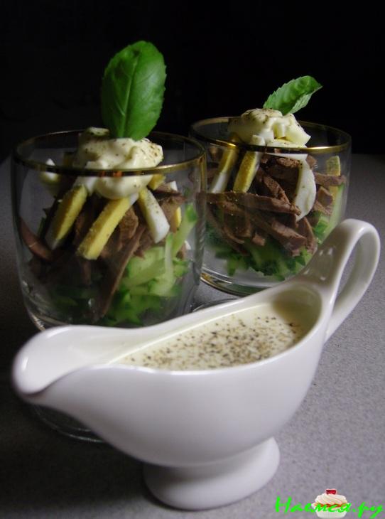 Салат из сердца с огурцом Салат из сердца с огурцом