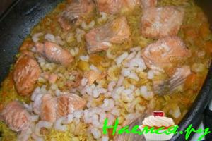 Рыба, креветки, рис