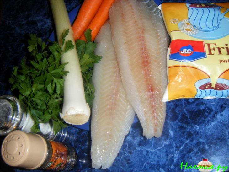 Рыба с овощами под соусом