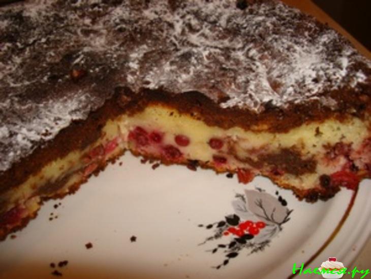 Творожно-клюквенный пирог с шоколадом по-новому