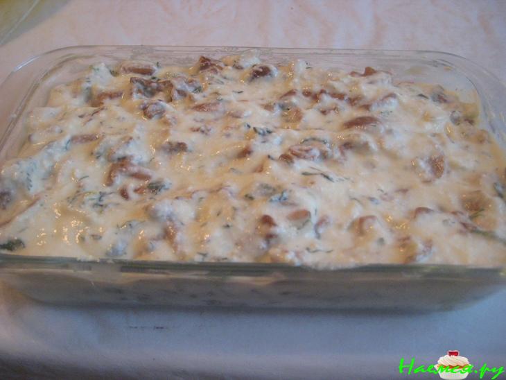 Манный пудинг с грибами