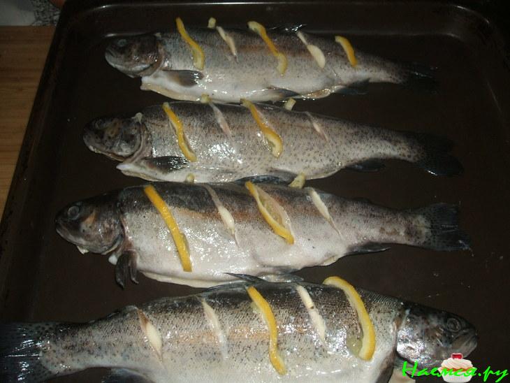 Форель с лимоном и чесноком