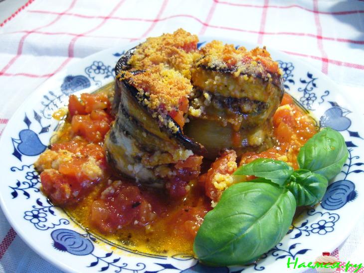 Melanzane alla parmigiana (баклажановые рулетики с моцареллой)
