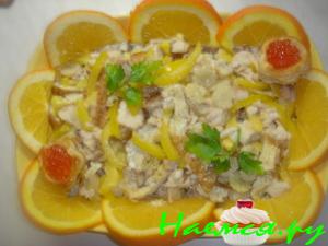 Салат из хвоста копченого угря Салат из хвоста копченого угря