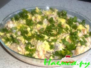 Салат из грибов с сельдью