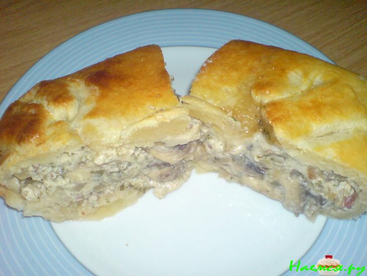 Пирог с грибами&nbsp; и беконом (вариант)