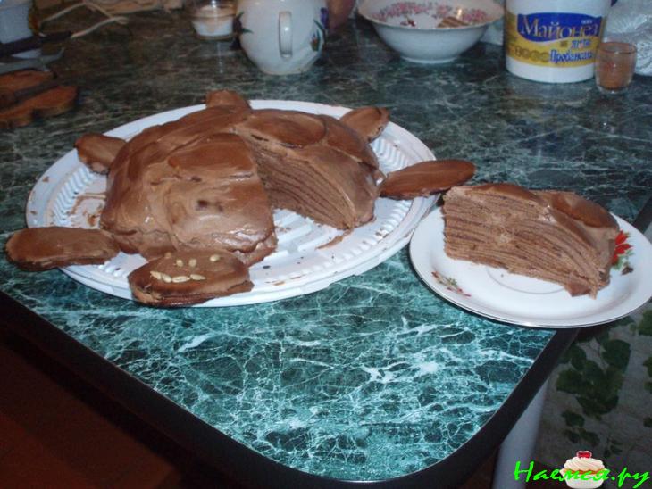 Торт "Черепаха" в сметанно-шоколадном креме