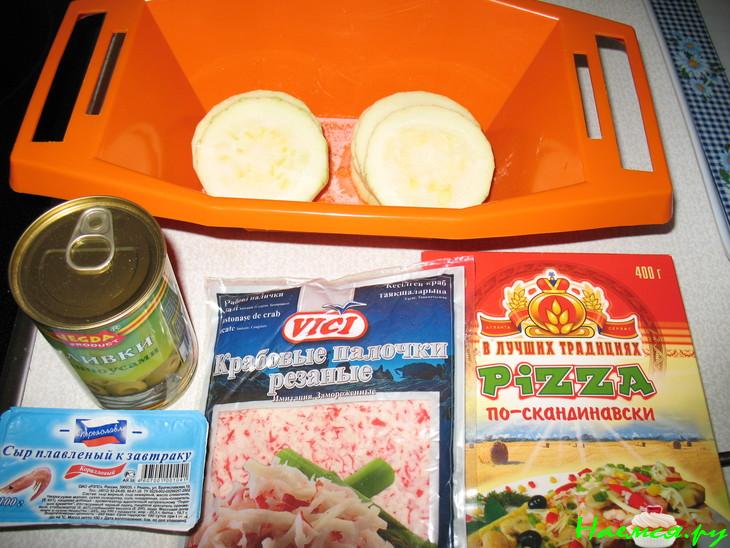 Пирог с крабовым мясом и кабачком