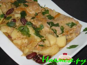 Сытный обед со свининкой и овощами