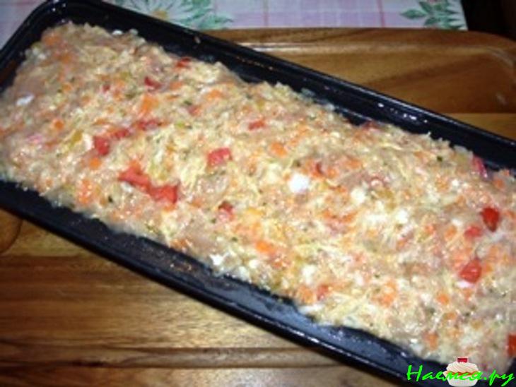 Куриный хлебец с овощами, с "сырно-куражной" начинкой