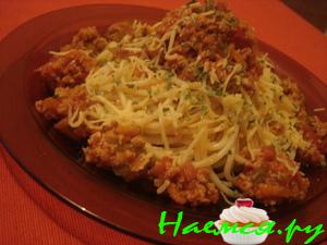 "Спагетти с рагу из фарша"