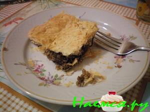 Слоеный пирог с грибами и гречкой Слоеный пирог с грибами и гречкой