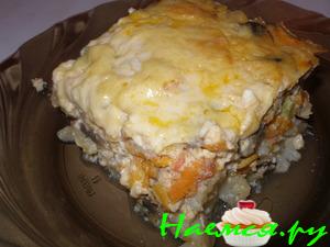 Запеканочка рыбно-творожная с шампиньонами