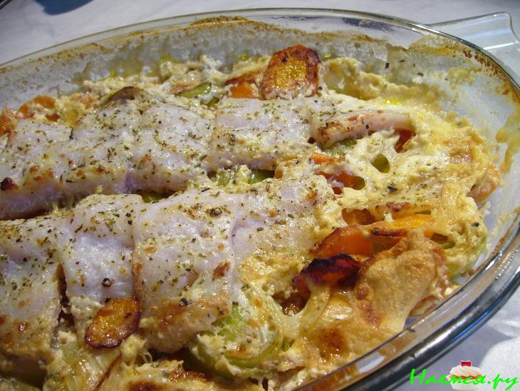 Гратен с пореем и рыбой Гратен с пореем и рыбой