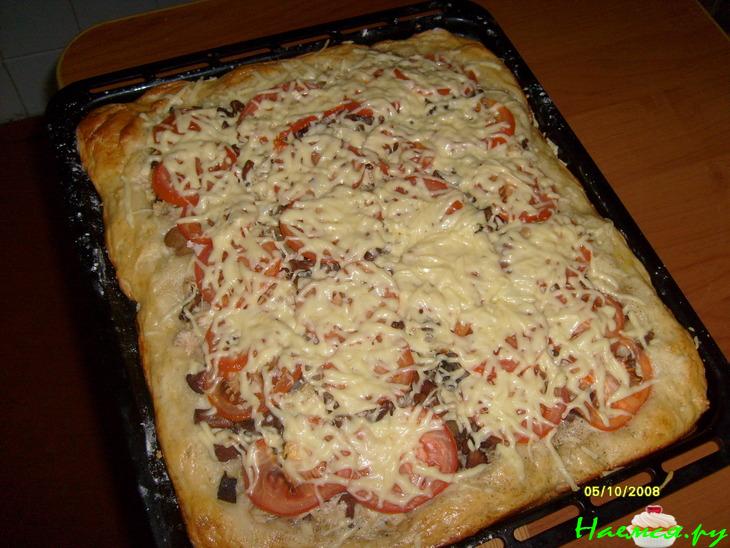 Пицца грибная с курочкой