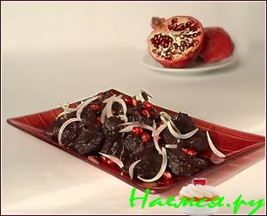 Баранина тушеная с наршарабом и красным вином