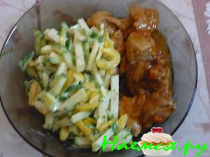 Свинина в кисло-сладком соусе с салатом Свинина в кисло-сладком соусе с салатом