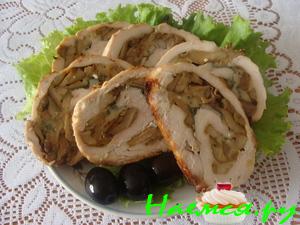 Куриный рулет с грибами