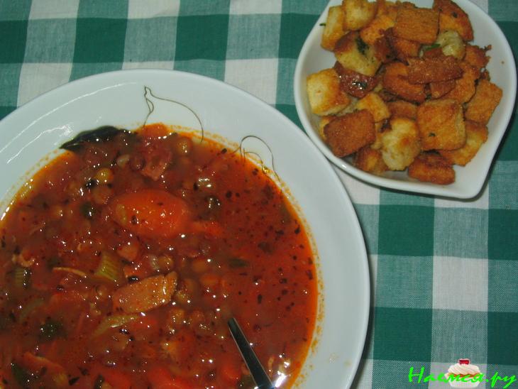 Суп с чечевицей и беконом Суп с чечевицей и беконом