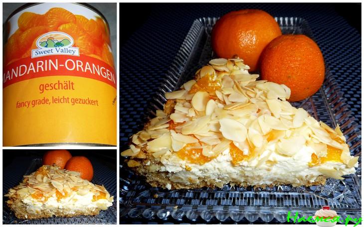 Пирог с овсяными хлопьями (творожно-миндальный) с мандаринками