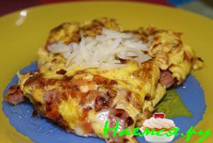 Омлет с ветчиной, луком, сыром и помидорами Омлет с ветчиной, луком, сыром и помидорами