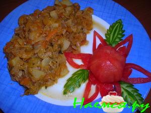 Тушёная капуста со свининкой и картошкой Тушёная капуста со свининкой и картошкой