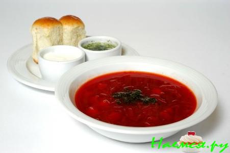 Борщ с капустой квашеной и грибами