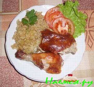Запеченная курица сметанно-горчичном маринаде