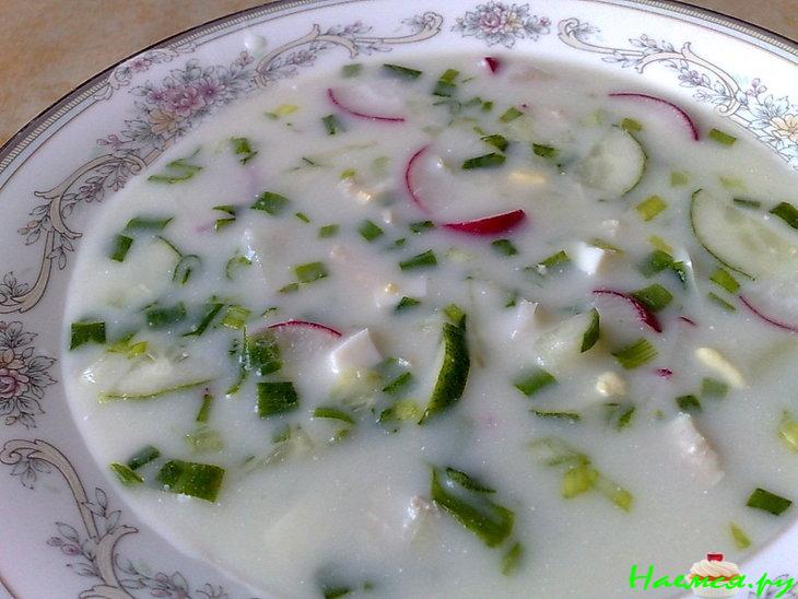 Окрошка на курином бульоне Окрошка на курином бульоне