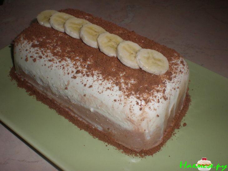 Творожный десерт с бананом
