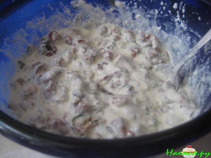 Манный пудинг с грибами