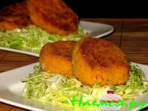 Крокеты из тыквы на гнёздах из капусты (Crocchette di zucca su nido crauti)