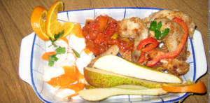 Жаркое с лечо и грушами "Под рублёвским крылышком"