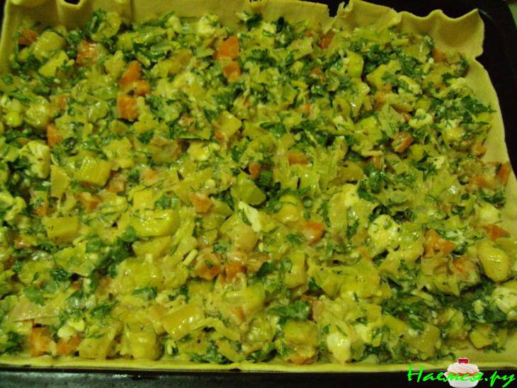 Пирог 'Весенний' с кабачками и сыром Пирог 'Весенний' с кабачками и сыром