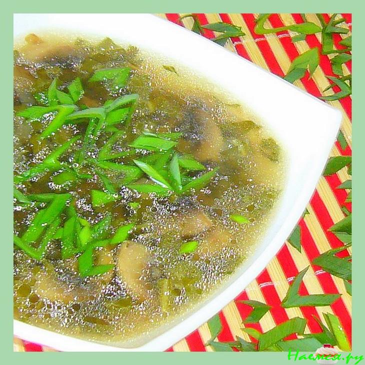 Суп грибной с ревенем