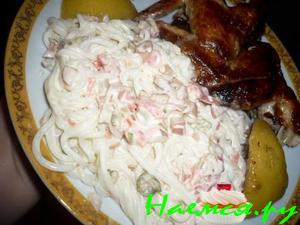 Гарнир из фунчозы с маринованными вкусностями